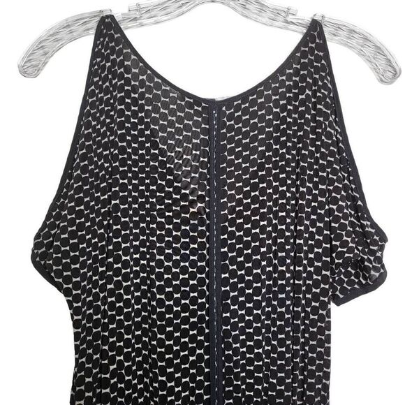 Anthropologie Tracy Reese Black Polka Dot Cold Shoulder Dress - Picture 9 of 12